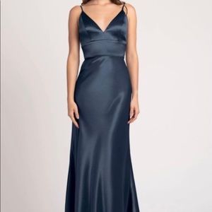 Jenny Yoo Brenna French Blue Satin Crepe